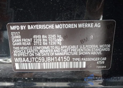 2018 BMW 440I Gran Coupe xDrive из США, поврежденный, VIN WBA4J7C59JBH14150